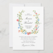 Elegante Waterverf wilde bloemen Boheemse bruiloft Kaart (Voorkant)