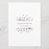 Elegante waterverf wilde bloemen Boho bruiloftsdin Menu (Achterkant)