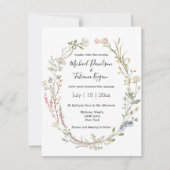 elegante waterverf wilde bloemen botanische bruilo kaart (Voorkant)