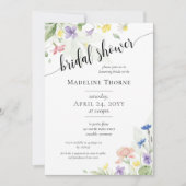 Elegante waterverf wilde bloemen bruidsdouche kaart (Voorkant)