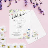 Elegante waterverf wilde bloemen bruidsdouche kaart