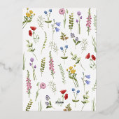 Elegante Waterverf Wilde Bloemen Bruiloft Bloemstu Folie Uitnodiging (Achterkant)