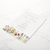 Elegante Waterverf Wilde Bloemen Bruiloft Bloemstu Folie Uitnodiging (Gedraaid)