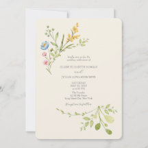 Elegante Waterverf Wilde Bloemen Bruiloft
