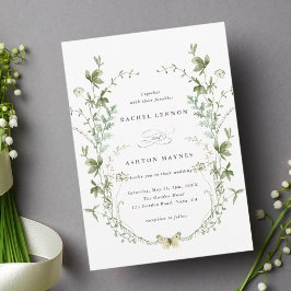 Elegante Waterverf Wilde Bloemen Bruiloft Kaart