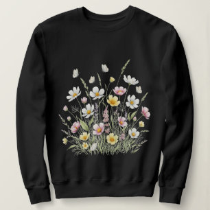 Elegante Waterverf wilde bloemen en vlinders Trui