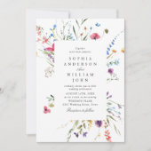 Elegante Waterverf Wilde Bloemen Huwelijk QR-code Kaart (Voorkant)