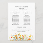 Elegante waterverf wilde bloemen huwelijksceremoni programmakaart (Achterkant)