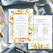 Elegante waterverf wilde bloemen huwelijksceremoni programmakaart