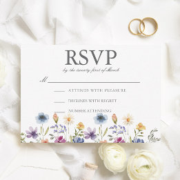 Elegante waterverf wilde bloemen lente bruiloft RSVP kaartje