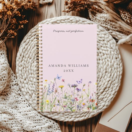 Elegante Waterverf Wilde Bloemen Naam Planner