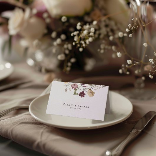 Elegante waterverf wilde bloemen plaats kaarten plaatskaartje