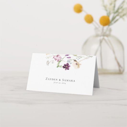 Elegante waterverf wilde bloemen plaats kaarten plaatskaartje (Achterkant)