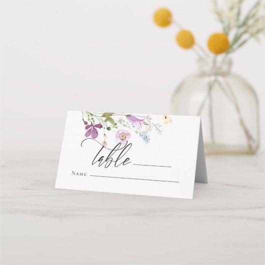 Elegante waterverf wilde bloemen plaats kaarten plaatskaartje (Voorkant)