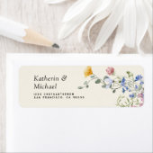 Elegante Waterverf wilde bloemen weide bruiloft Etiket (Insitu)