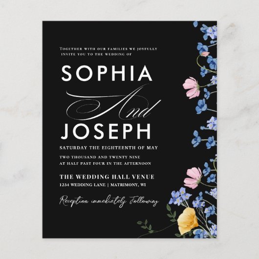 Elegante Waterverf Wilde Bloemen Weide RSVP Trouwe Flyer (Voorkant)