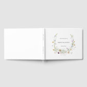 Elegante Waterverf Wilde Bloemenkrans Witte Bruilo Gastenboek (Volledig)