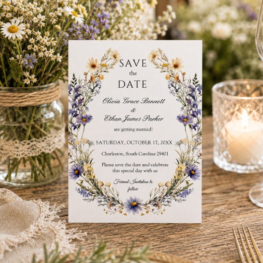 Elegante Waterverf Wilde Bloementuin Bruiloft Save The Date