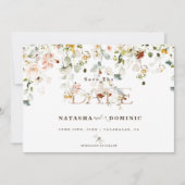 Elegante waterverf wilde bloementuin foto save the date (Voorkant)