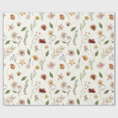 Elegante Waterverf Wilde Bloementuin Inpakpapier (Vlak)