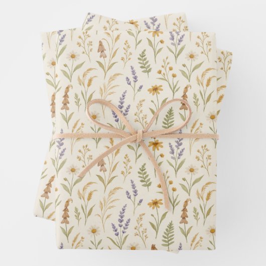 Elegante waterverf wilde bloemenweide bloem inpakpapier vel (In situ)