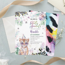 Elegante Waterverf wilde kind safari dieren 2e B