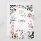 Elegante Waterverf wilde kind safari dieren 3e B Kaart (Voorkant)