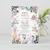 Elegante Waterverf wilde kind safari dieren 3e B Kaart (Staand voorkant)