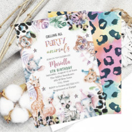 Elegante Waterverf wilde kind safari dieren 3e B Kaart