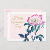 Elegante Waterverf Wilde Roos Bloem Valentijn Briefkaart (Voorkant / Achterkant)