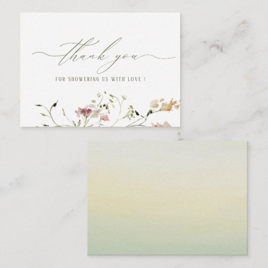 Elegante Waterverf Wildflower Baby Flat Note Kaart Notitiekaartje (Voorkant / Achterkant)