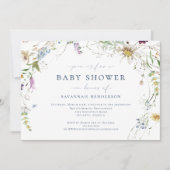 Elegante Waterverf Wildflower Baby shower Kaart (Voorkant)