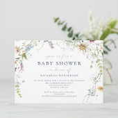 Elegante Waterverf Wildflower Baby shower Kaart (Staand voorkant)