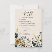 Elegante Waterverf Wildflower Beige Bruiloft RSVP Kaartje (Voorkant)