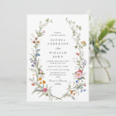 Elegante Waterverf Wildflower Bloemen Bloemen Brui Kaart (Staand voorkant)