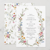 Elegante Waterverf Wildflower Bloemen Bloemen Brui Kaart (Voorkant / Achterkant)