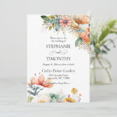 Elegante Waterverf Wildflower | Bloemenbruiloft Kaart (Staand voorkant)