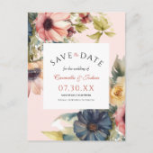 Elegante Waterverf Wildflower Boho Bewaar de datum Briefkaart (Voorkant)