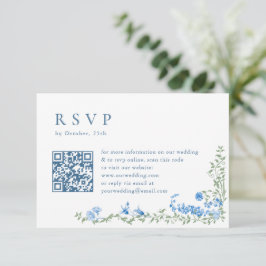 Elegante Waterverf Wildflower Boho Bloemen Bruilof RSVP Kaartje