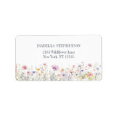 Elegante Waterverf Wildflower Border Etiket (Voorkant)