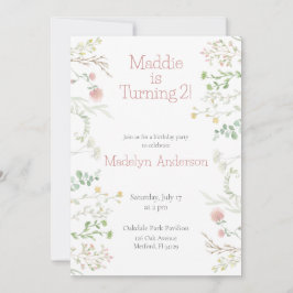 Elegante Waterverf Wildflower Border Verjaardag Kaart