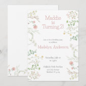 Elegante Waterverf Wildflower Border Verjaardag Kaart (Voorkant / Achterkant)