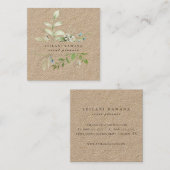 Elegante Waterverf Wildflower Botanical Kraft Vierkante Visitekaartje (Voorkant / Achterkant)