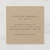 Elegante Waterverf Wildflower Botanical Kraft Vierkante Visitekaartje (Achterkant)