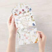 Elegante waterverf wildflower bruiloft all in one uitnodiging (Afscheurbaar)