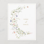 Elegante Waterverf Wildflower bruiloft details Informatiekaartje (Achterkant)