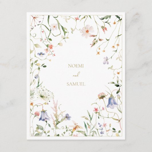 Elegante Waterverf Wildflower bruiloft details Informatiekaartje (Achterkant)