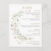 Elegante Waterverf Wildflower bruiloft details Informatiekaartje (Voorkant)