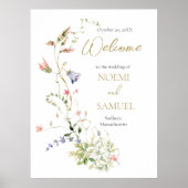 Elegante Waterverf Wildflower bruiloft Welkom Poster (Voorkant)