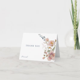 Elegante Waterverf Wildflower Dank u Bedankkaart